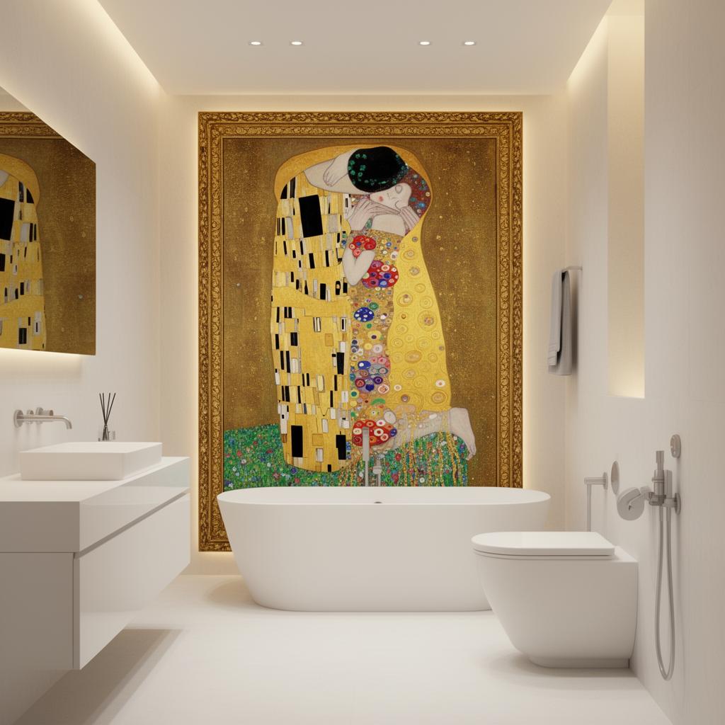 Badkamer wandpaneel met Gustav Klimt De Kus