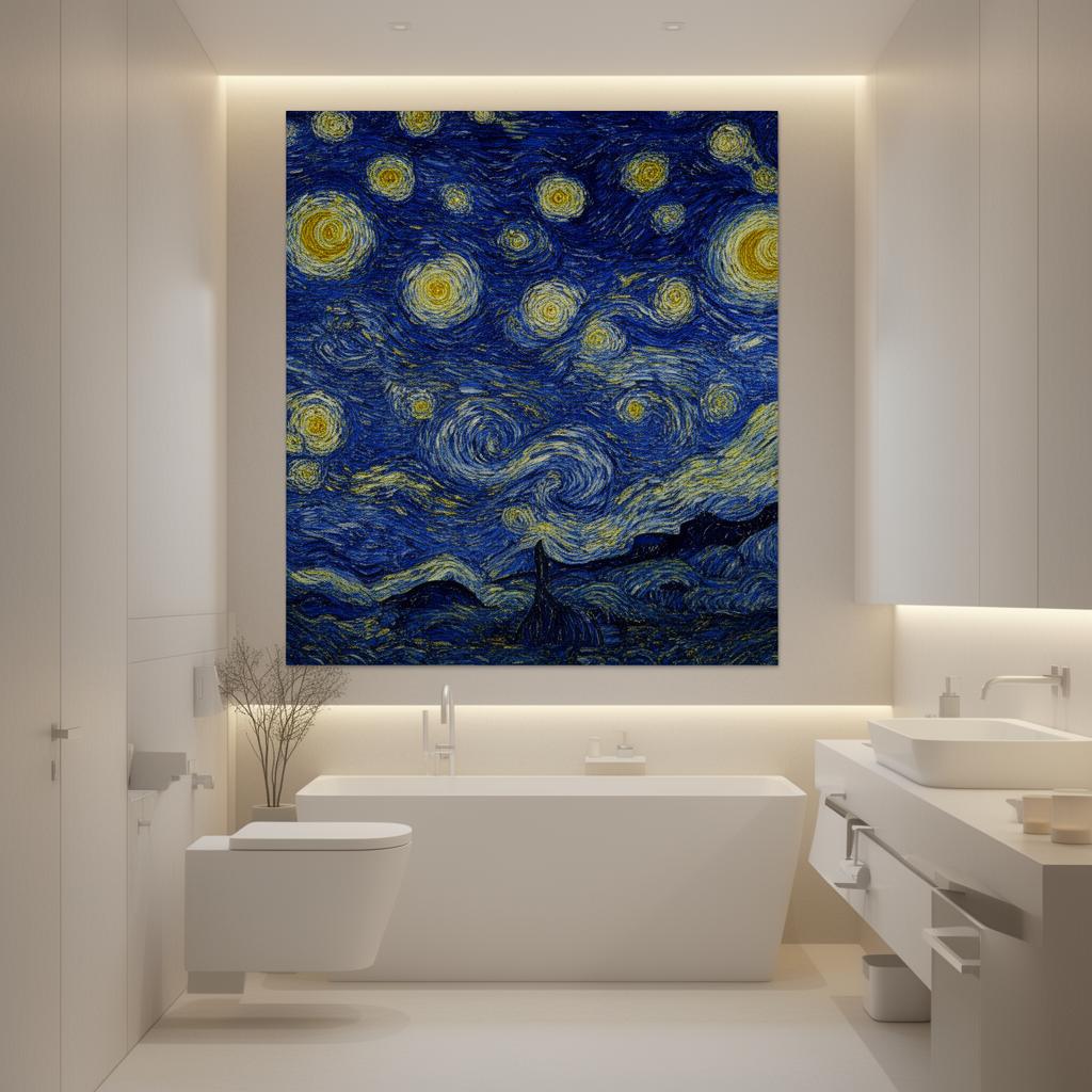 Badkamer wandpaneel met Van Gogh Sterrennacht