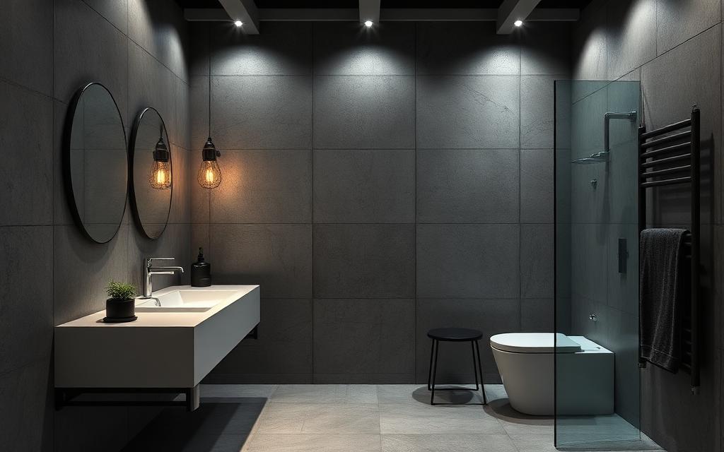 Industriële badkamer creëren met betonlook panelen